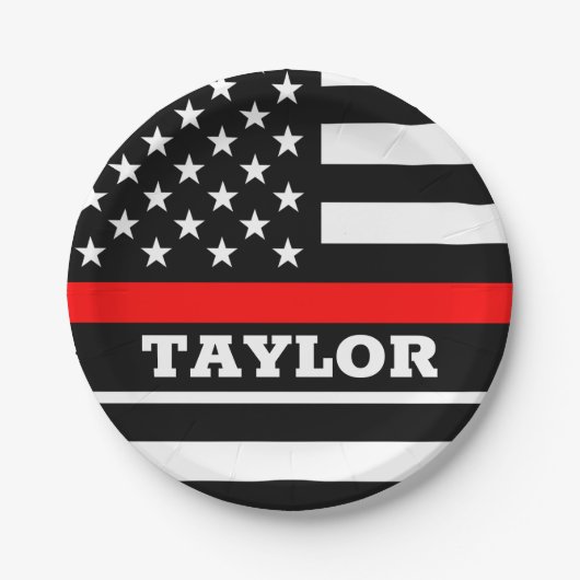 Thin Red Line plate, USA personalisiert Fireman fl Pappteller (Vorderseite)