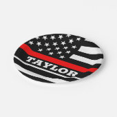 Thin Red Line plate, USA personalisiert Fireman fl Pappteller (Schrägansicht)