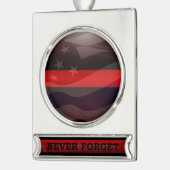 Thin Red Line Salute Flag Banner-Ornament Silber (Links)