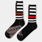 Thin Red Line Socken, amerikanische Flaggenfarben, Socken (Linkes Detail)