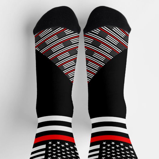 Thin Red Line Socken, amerikanische Flaggenfarben, Socken (Oben)