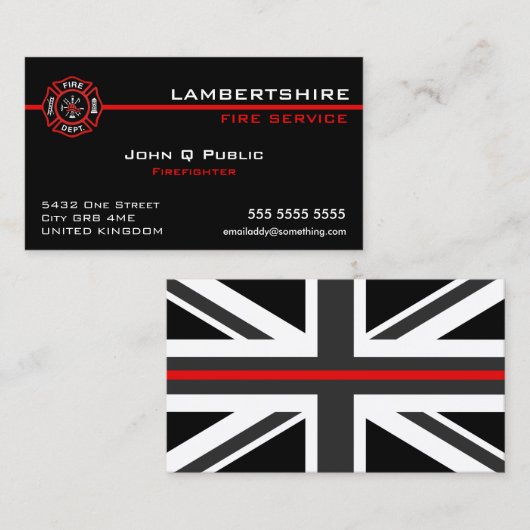 Thin Red Line UK Flag Visitenkarte (Vorne/Hinten)