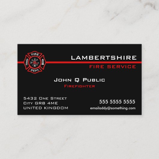 Thin Red Line UK Flag Visitenkarte (Vorderseite)