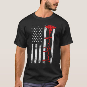 Thin Red Line US Flaggennurse Patriotic T-Shirt