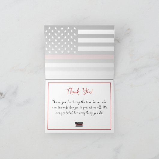 Thin Red Line USA Flag Firefighter Aufwertung Dankeskarte (Innenseite)