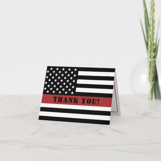 Thin Red Line USA Flag Firefighter Aufwertung Dankeskarte (Vorderseite)