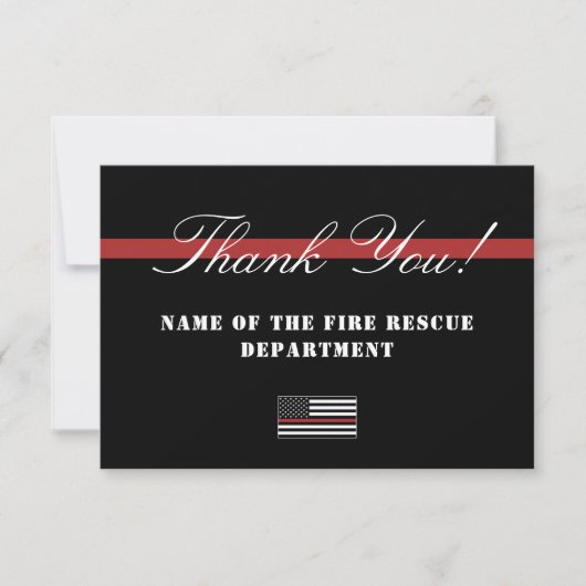 Thin Red Line USA Flag Firefighter Aufwertung Dankeskarte (Vorderseite)