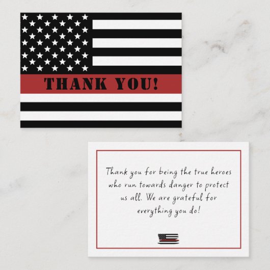 Thin Red Line USA Flag Firefighter Aufwertung Mitteilungskarte (Vorne/Hinten)