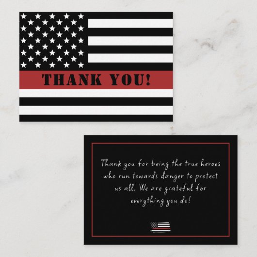 Thin Red Line USA Flag Firefighter Aufwertung Mitteilungskarte (Vorne/Hinten)