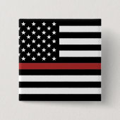 Thin Red Line USA Flag Firefighter Fire Department Button (Vorderseite)
