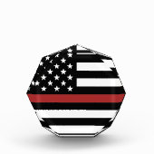 Thin Red Line USA Flag Firefighter Fire Department Fotoblock (Vorderseite)
