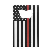 Thin Red Line USA Flag Firefighter Fire Department Geldbeutel Flaschenöffner (Rückseite)