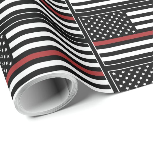 Thin Red Line USA Flag Firefighter Fire Department Geschenkpapier (Rolleneckpunkt)