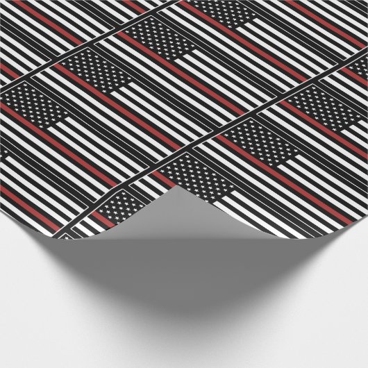 Thin Red Line USA Flag Firefighter Fire Department Geschenkpapier (Ecke)