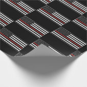 Thin Red Line USA Flag Firefighter Fire Department Geschenkpapier (Ecke)