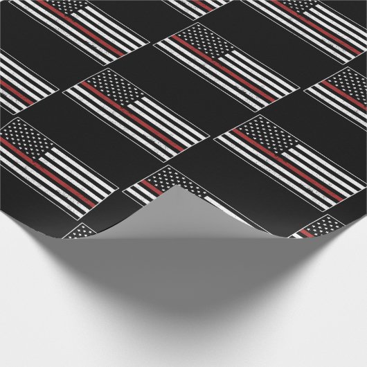 Thin Red Line USA Flag Firefighter Fire Department Geschenkpapier (Ecke)