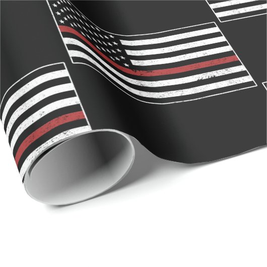 Thin Red Line USA Flag Firefighter Fire Department Geschenkpapier (Rolleneckpunkt)