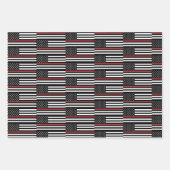 Thin Red Line USA Flag Firefighter Fire Department Geschenkpapier Set (Vorderseite 3)