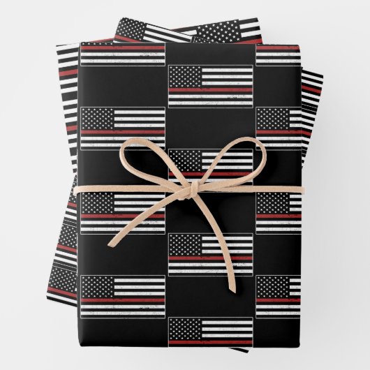 Thin Red Line USA Flag Firefighter Fire Department Geschenkpapier Set (Beispiel)