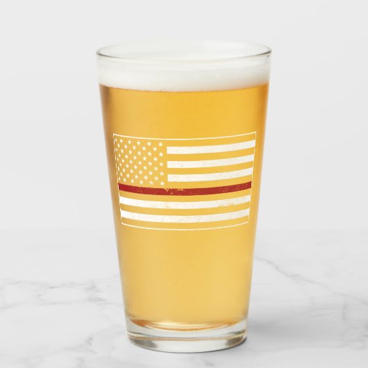 Thin Red Line USA Flag Firefighter Fire Department Glas (Vorne (Gefüllt))
