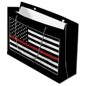 Thin Red Line USA Flag Firefighter Fire Department Große Geschenktüte (Vorderseite Schrägansicht)