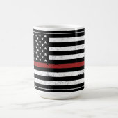 Thin Red Line USA Flag Firefighter Fire Department Kaffeetasse (Mittel)