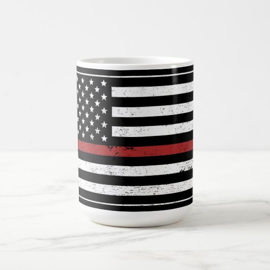 Thin Red Line USA Flag Firefighter Fire Department Kaffeetasse (Mittel)