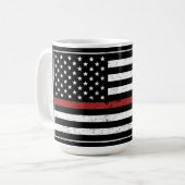 Thin Red Line USA Flag Firefighter Fire Department Kaffeetasse (Vorderseite Links)