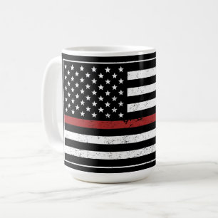 Thin Red Line USA Flag Firefighter Fire Department Kaffeetasse