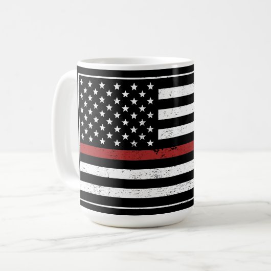 Thin Red Line USA Flag Firefighter Fire Department Kaffeetasse (Vorderseite Links)