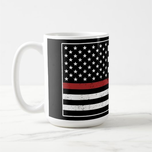 Thin Red Line USA Flag Firefighter Fire Department Kaffeetasse (Links)