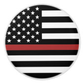 Thin Red Line USA Flag Firefighter Fire Department Keramikknauf (Vorderseite)