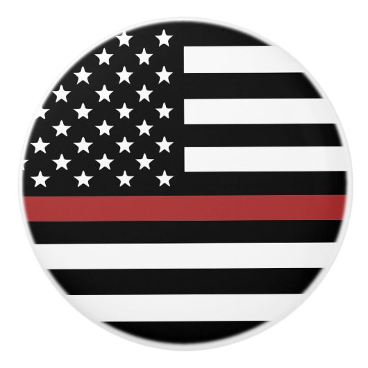Thin Red Line USA Flag Firefighter Fire Department Keramikknauf (Vorderseite)