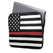 Thin Red Line USA Flag Firefighter Fire Department Laptopschutzhülle (Vorderseite Links)