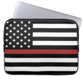 Thin Red Line USA Flag Firefighter Fire Department Laptopschutzhülle (Vorderseite)
