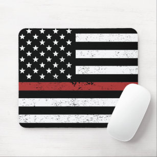 Thin Red Line USA Flag Firefighter Fire Department Mousepad
