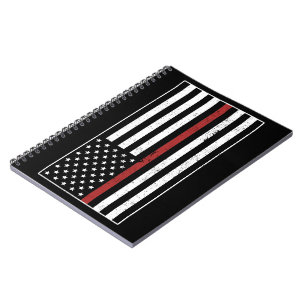 Thin Red Line USA Flag Firefighter Fire Department Notizblock