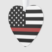 Thin Red Line USA Flag Firefighter Fire Department Ornament (Vorderseite)