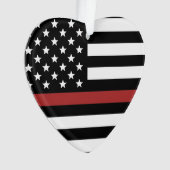 Thin Red Line USA Flag Firefighter Fire Department Ornament (Vorderseite)