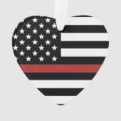 Thin Red Line USA Flag Firefighter Fire Department Ornament (Rückseite)