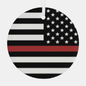 Thin Red Line USA Flag Firefighter Fire Department Ornament Aus Glas (Rückseite)