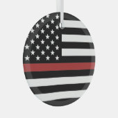 Thin Red Line USA Flag Firefighter Fire Department Ornament Aus Glas (Vorderseite Rechts)