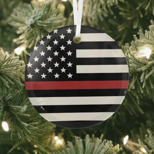 Thin Red Line USA Flag Firefighter Fire Department Ornament Aus Glas (InSitu)