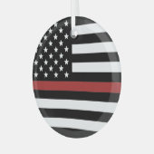 Thin Red Line USA Flag Firefighter Fire Department Ornament Aus Glas (Vorderseite links)