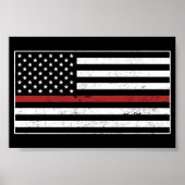 Thin Red Line USA Flag Firefighter Fire Department Poster (Vorne)