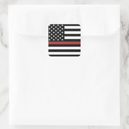 Thin Red Line USA Flag Firefighter Fire Department Quadratischer Aufkleber (Tasche)
