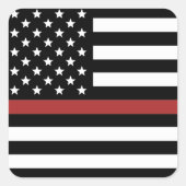 Thin Red Line USA Flag Firefighter Fire Department Quadratischer Aufkleber (Vorderseite)