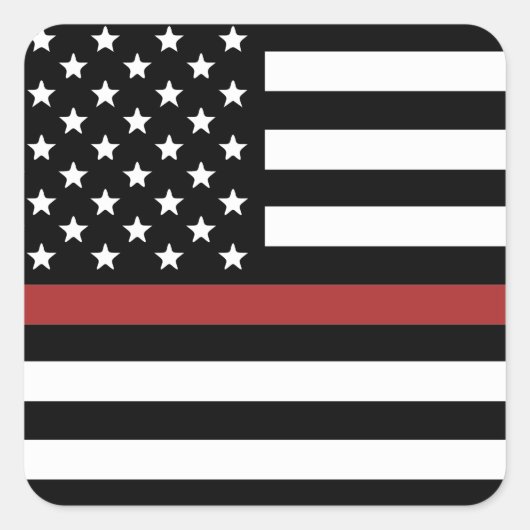 Thin Red Line USA Flag Firefighter Fire Department Quadratischer Aufkleber (Vorderseite)