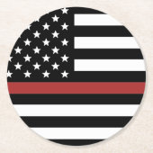 Thin Red Line USA Flag Firefighter Fire Department Runder Pappuntersetzer (Vorderseite)