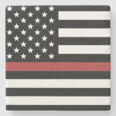 Thin Red Line USA Flag Firefighter Fire Department Steinuntersetzer (Vorderseite)